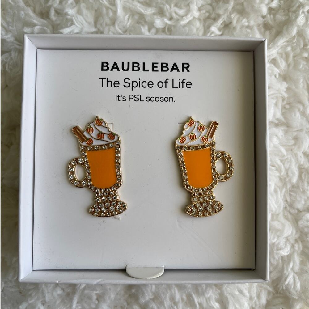 BaubleBar Womens Jewelry Pumpkin Spice Latte Earrings NEW in Box